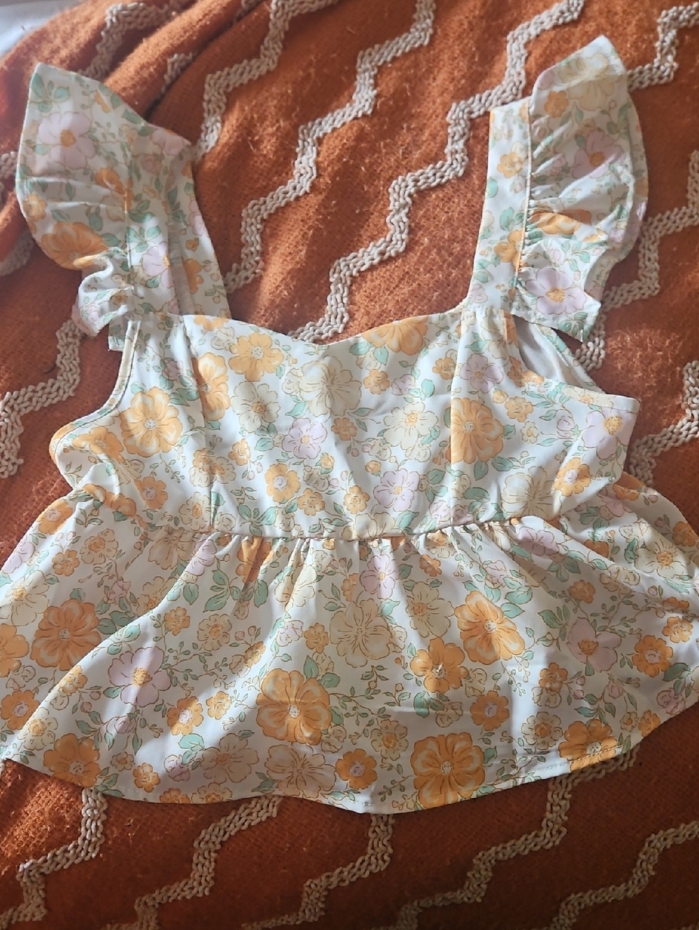 Floral Peplum Crop Top - Yellow & Mint Floral